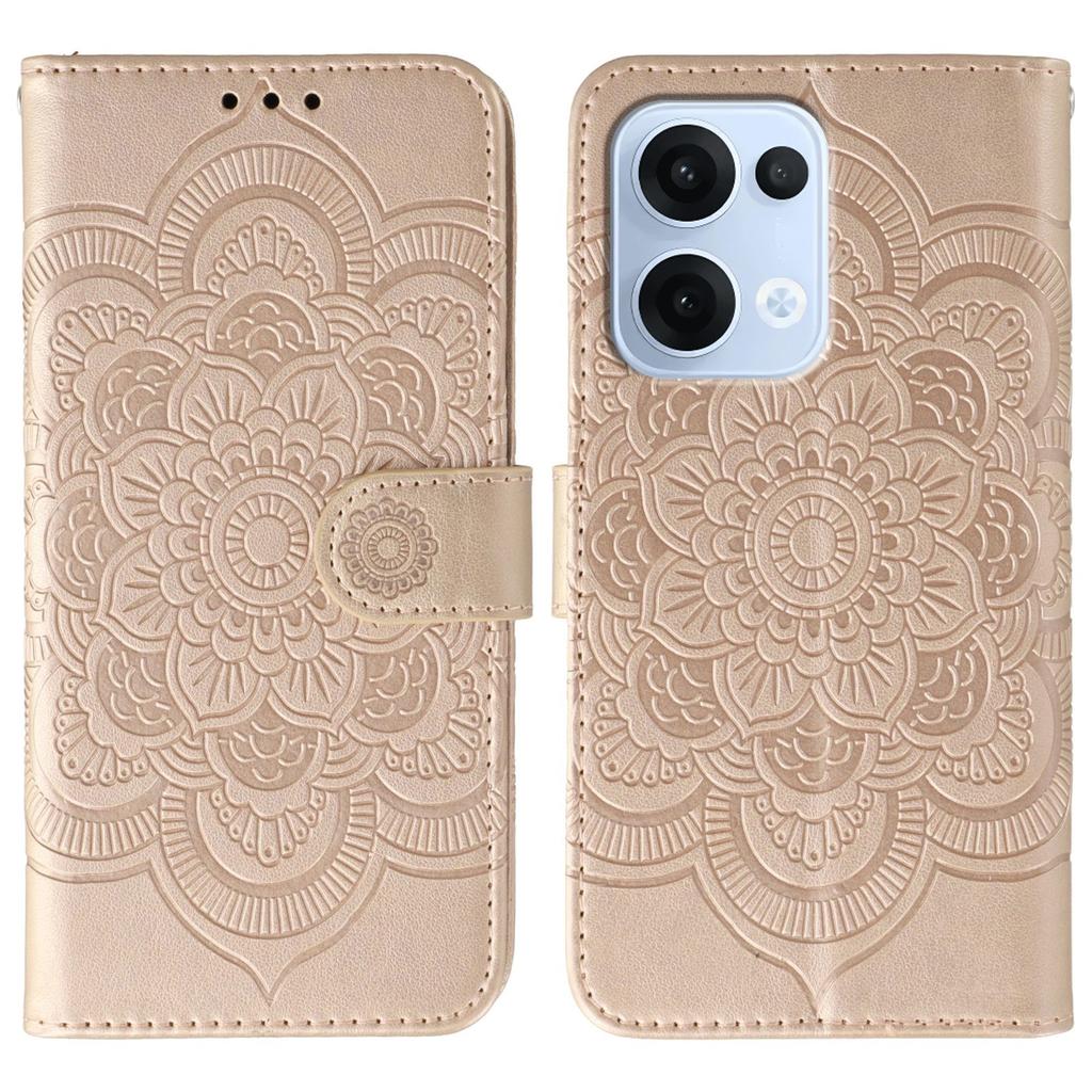 For Oppo Reno13 5G (Global) Case PU Leather Mandala Imprinted Design Wallet Phone Cover