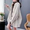 Hooded Sweater Cardigan Female Autumn and Winter Retro Solid Color Elastic Warm Loose Medium-length Knitted Jacket