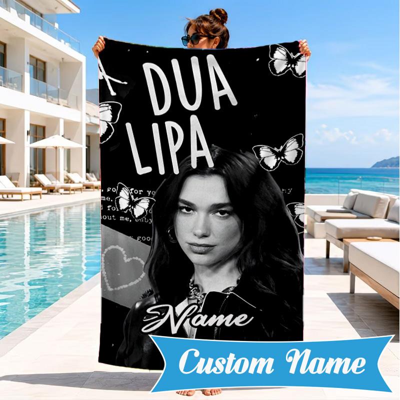 Custom Name Pink Glamour Ay-liva Heart In Space Adventure Microfiber Beach Towel, Lightweight for Summer Travel, Swimming Pool Fan Gift
