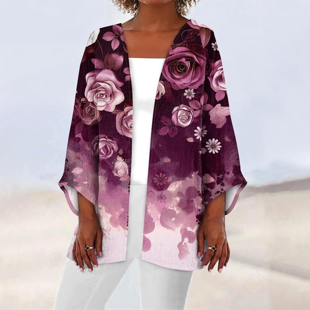 Женская повседневная модная легкая куртка средней длины с принтом в стиле ретро, кардиган