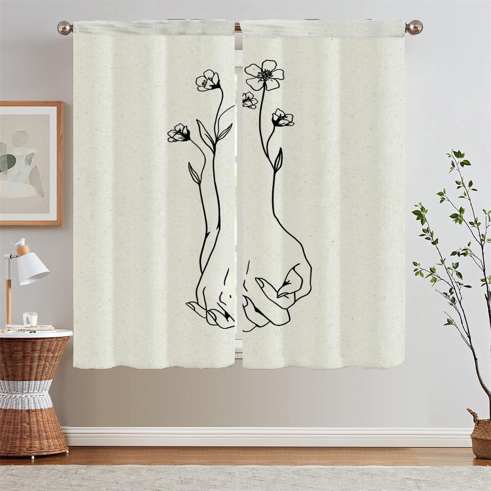 Line Love Pink Curtains for Living Room Bathroom Curtains Tiebacks Bedroom Curtains 2 Pieces Window Blinds Blind Tentacles Curls