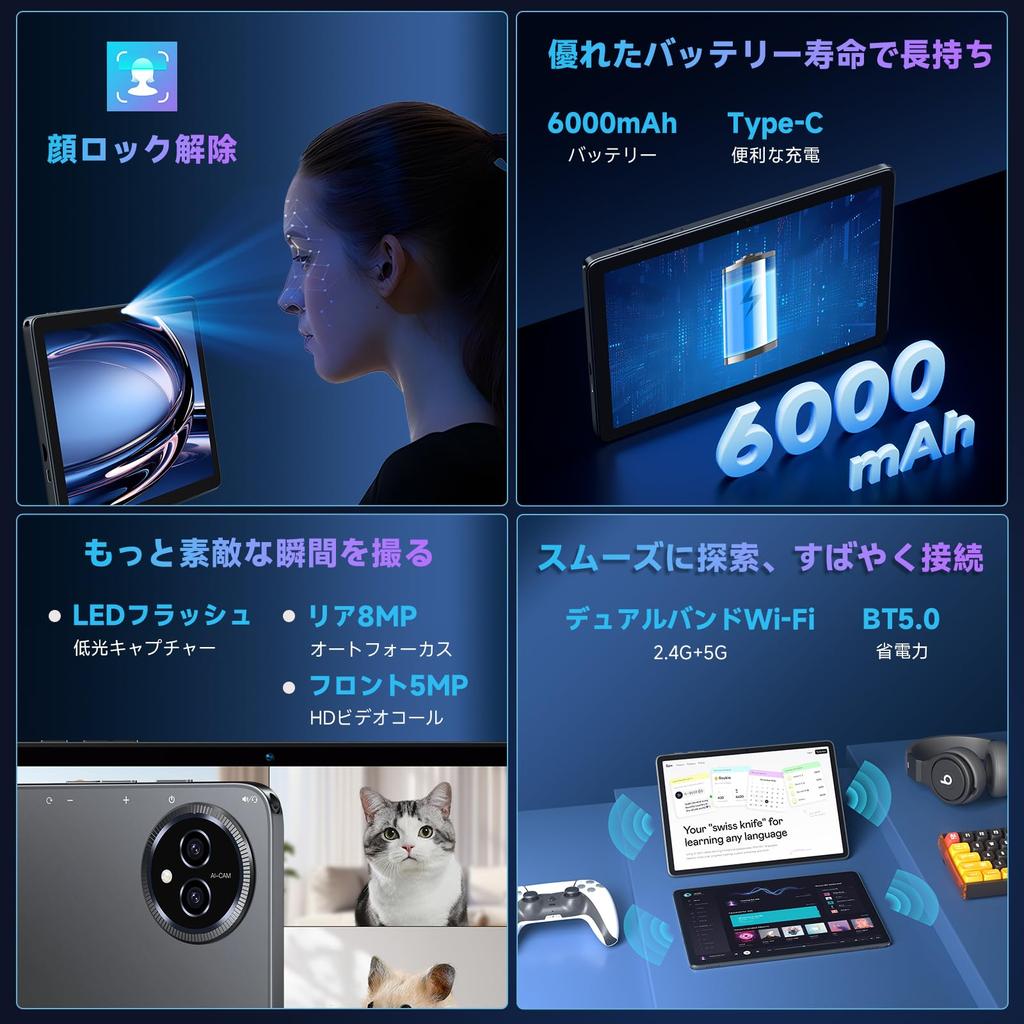 Appearance of Android 15 Bmax I10 Plus Android 15 Tablet 10 12GB 128GB 1TB WidevineL1 Netflix CPU T606 6000mAh Full Function Type C 5GWiFi OTG Facial