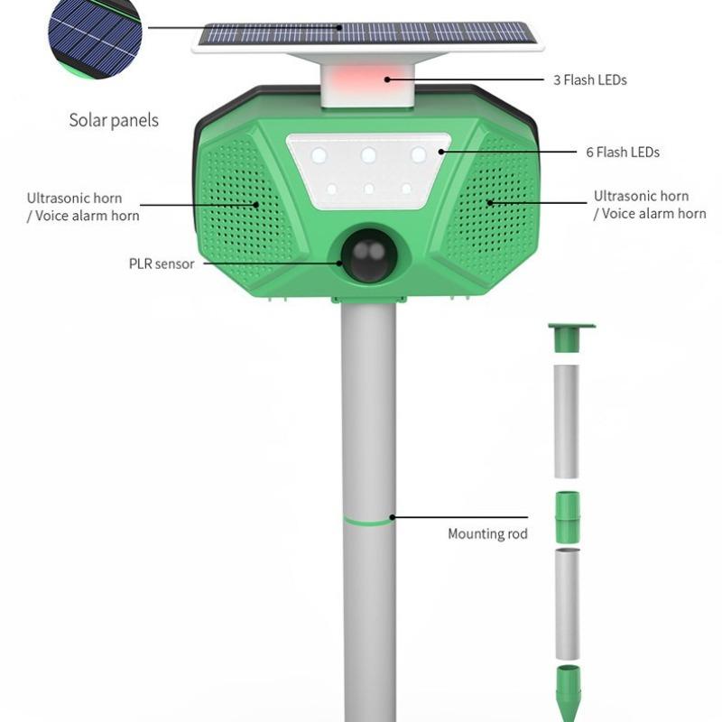 Солнечный отпугиватель животных, инвертор, ультразвуковой отпугиватель мышей, многофункциональный отпугиватель собак, отпугиватель птиц, IP66, водонепроницаемый