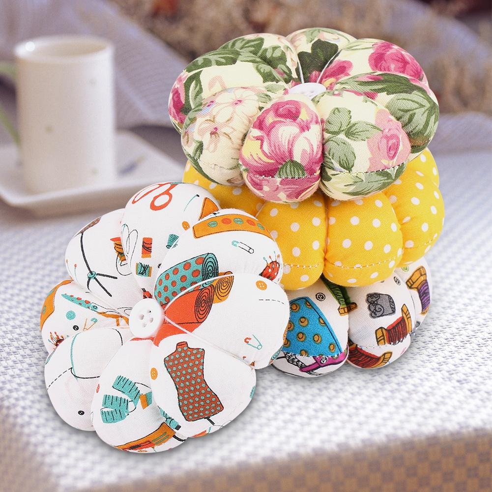 1 Pcs Creative Pumpkin Fabric Sewing Needles Pin Cushion with Elastic Wrist Belt