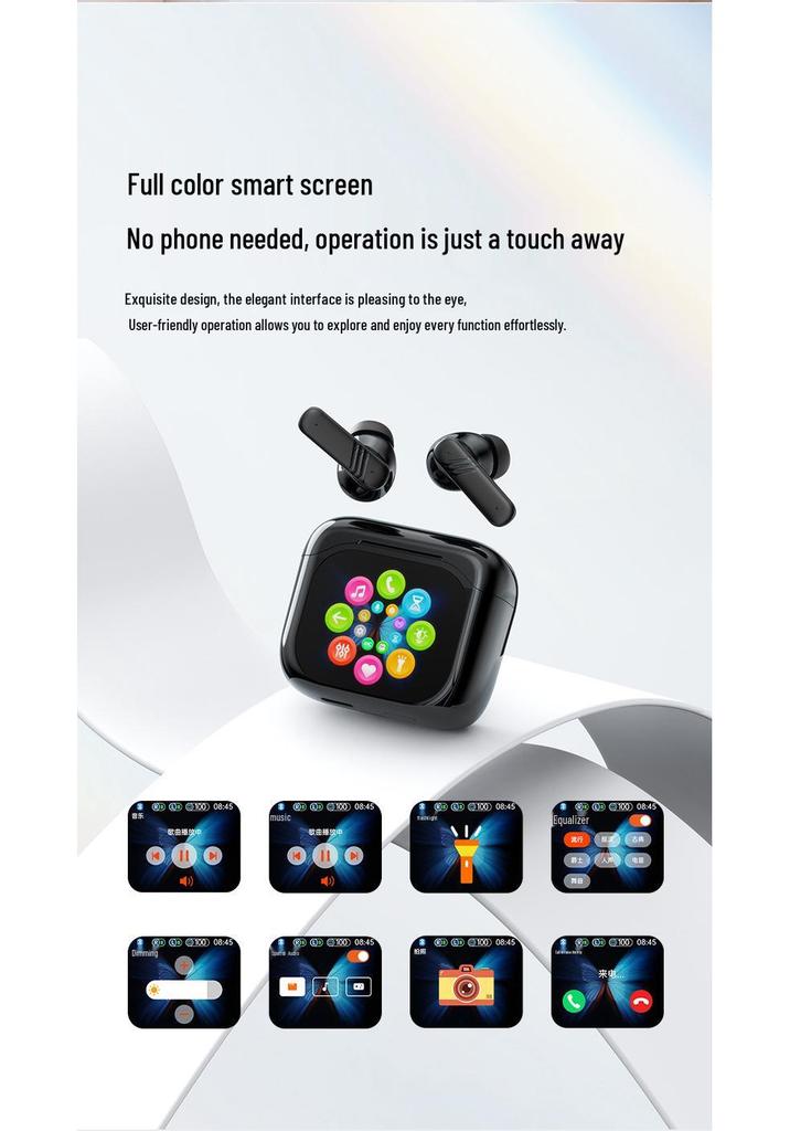 ANC+ENC Touchscreen Bluetooth Earbuds with AI Translation, In-ear Silicone for Long-lasting Comfort