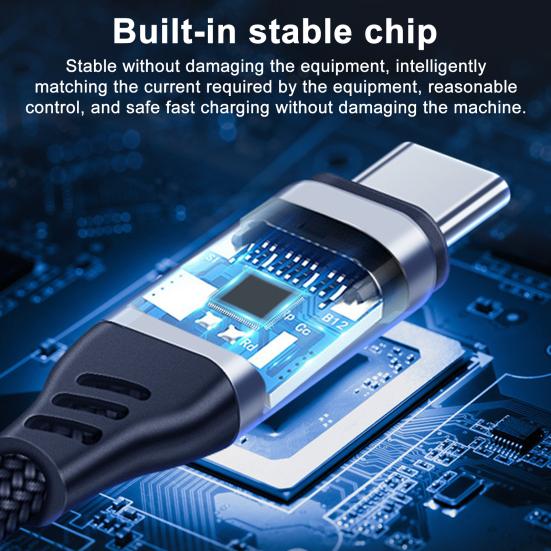 Кабель USB C-C 100 Вт PD3.0 для быстрой зарядки, шнур 5 А при 20 В, быстрое зарядное устройство, нейлоновый плетеный кабель для передачи данных для ноутбука, игровой кабель для зарядки типа C