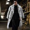 Winter New Leopard Pattern Fur One Piece Men's Coat Extended Suit Collar Faux Fox Fur Grass Coat Trend