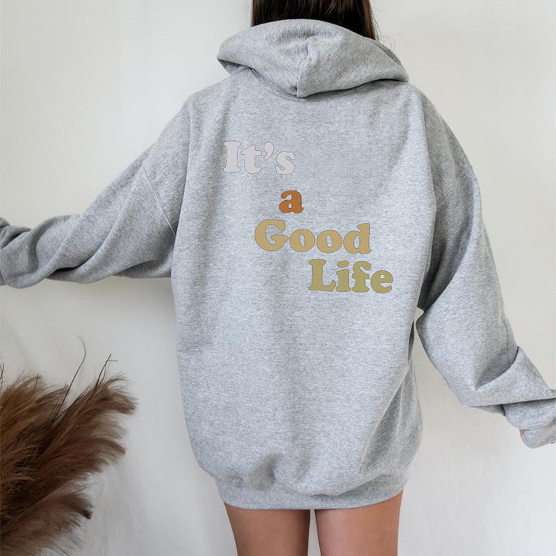 Цветная толстовка с капюшоном It's a Good Life, женские толстовки с капюшоном, пуловеры унисекс из чистого хлопка, эстетичные повседневные джемперы с капюшоном