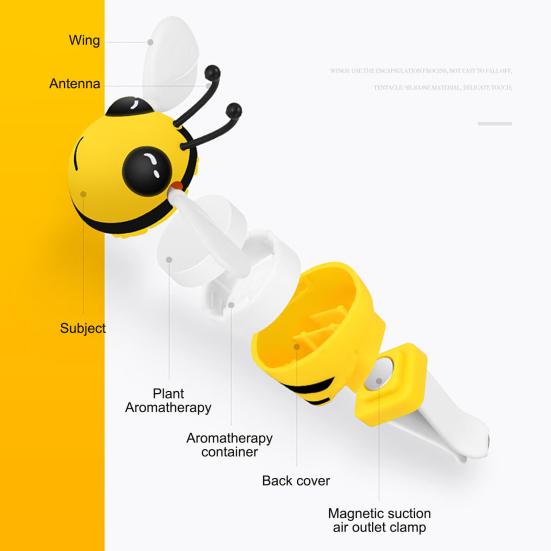 Realistic Car Air Freshener Convenient ABS Bee Shape Magnetic Car Interior