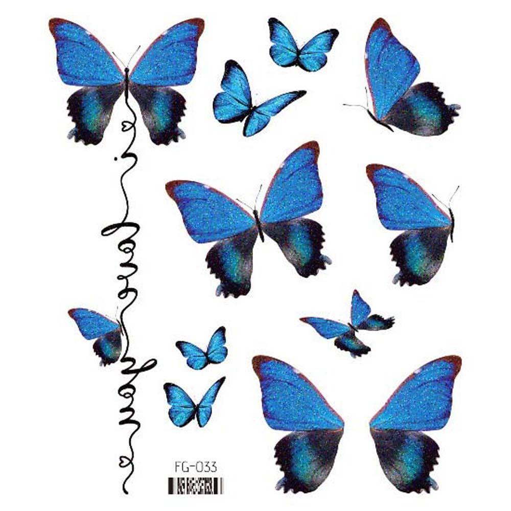 Временные татуировки Лунное лицо Крылья Поддельная татуировка Наклейки татуировки бабочки Наклейки татуировки цветы