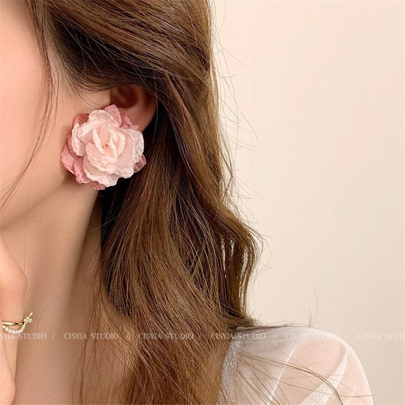 Розовые серьги-клипсы для женщин, новые популярные милые серьги