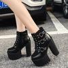 Fashion Women High Thick Heel Short Boots Lady Waterproof Platform Punk Shoes Nightclub Evening Party Boot Side Zipper Ankle Boots