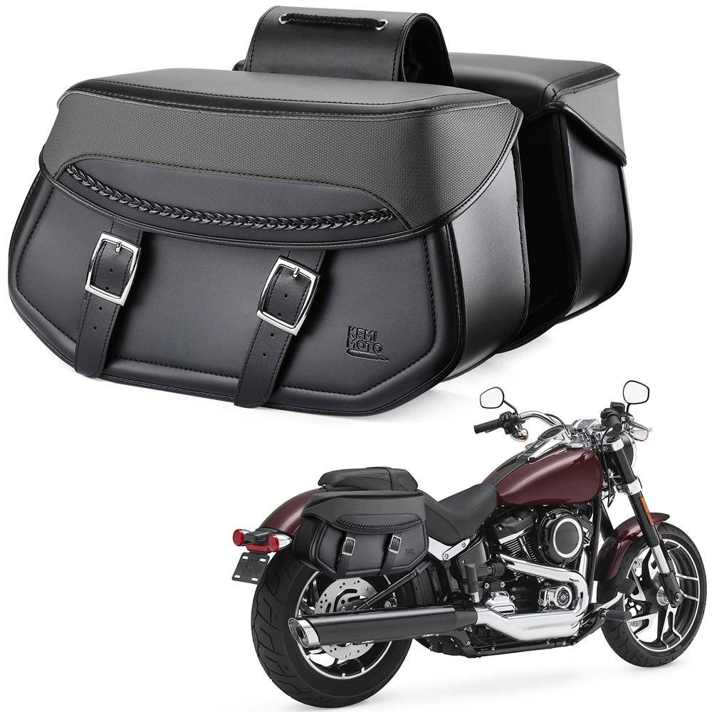 Motorcycle Saddlebag Synthetic Leather Motorcycle Throw Over Saddle Bag for Sportster Dyna Softail Touring Vstar Shadow Side Bag