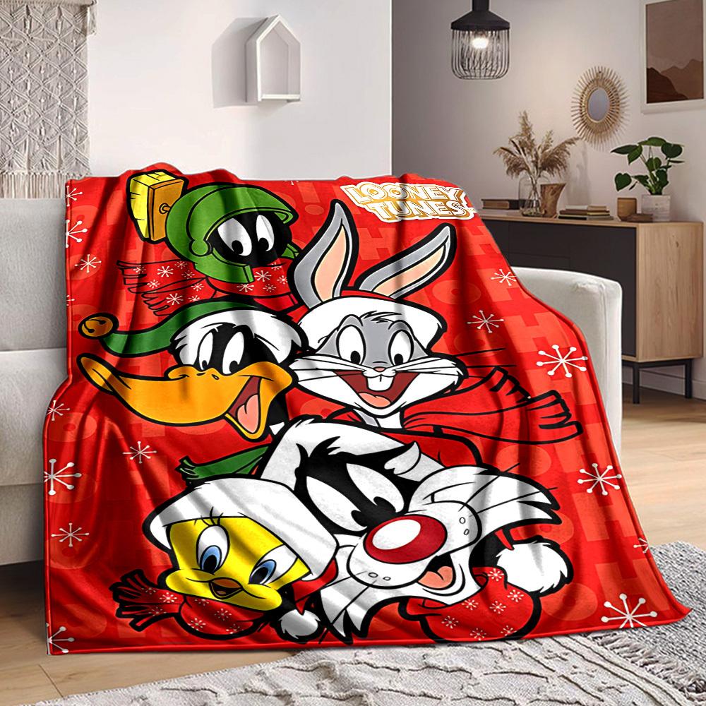 1 шт. Фланелевое плед Looney Tunes - HD Печать, Легкий, Мягкий, Теплый, Всесезонный плед для дивана, кровати, путешествий076