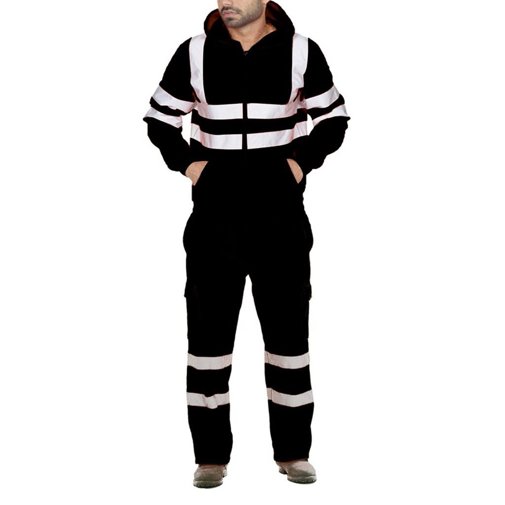 (Projector)Men's Autumn Sanitation Workers Reflective Stripes Work Clothes Two-piece Suit