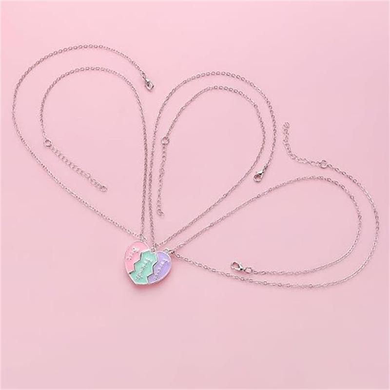 Best Friend Necklaces For 3 Matching Heart Pendant Magnetic Bff Friendship Necklace