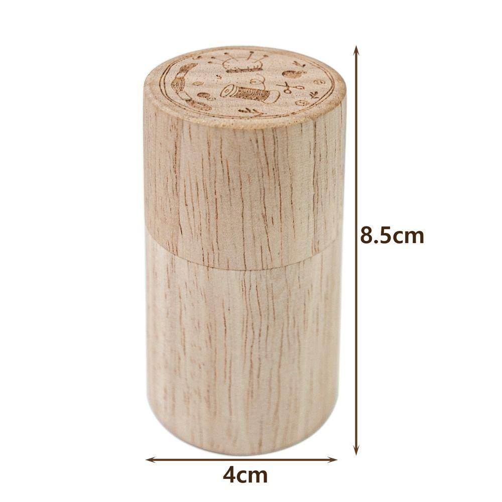 Sewing Needle Cylinder Box Woode Needles Storage Holder Pin Cushion Household Embroidery Craft Sewing Tools