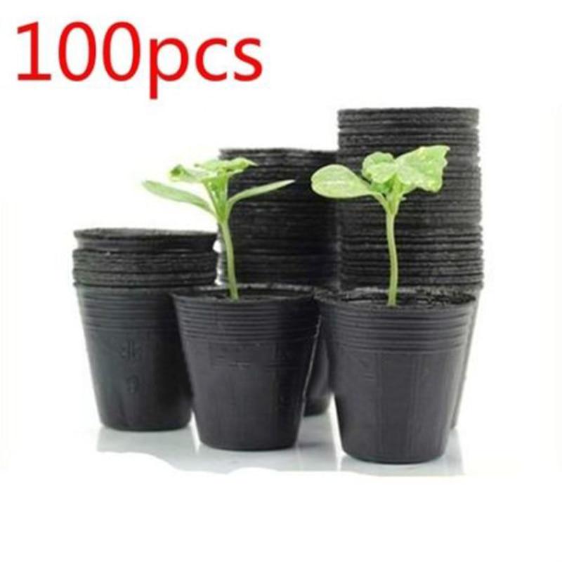 100pcs/set Household Garden Black Plastic Plant Nutrition Pots Practical Durable Soft Plant Nutrition Pots