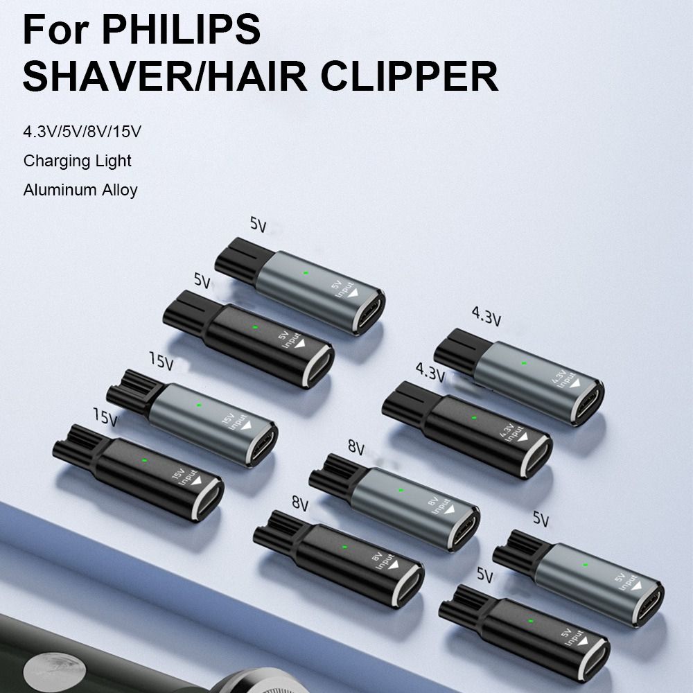 4.3V/5V/8V/15V Shaver Type-C Charging Converter Indicator Light Charge Connector for Philips