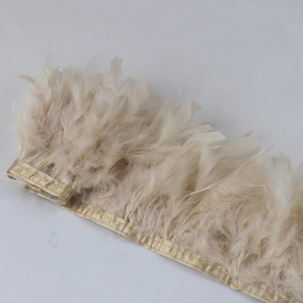 1 метр Натуральная отделка из перьев индейки Высота 10-15 см Свадебная одежда Украшение платья DIY Перьевая лента Швейные поделки