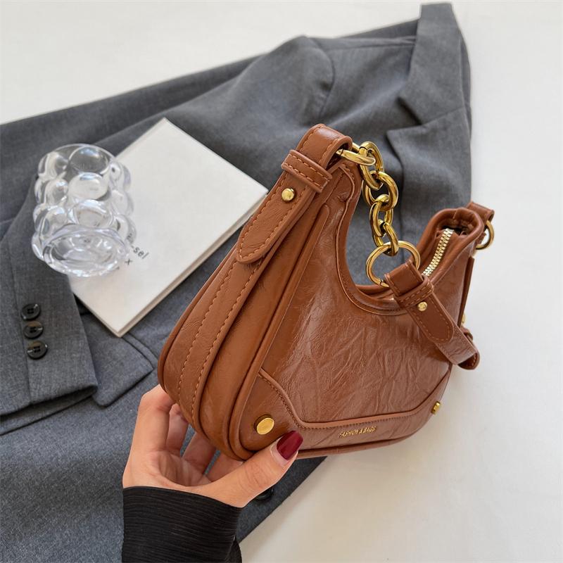 Ретро сумки через плечо для женщин, роскошные дизайнерские кошельки и сумки, французский стиль, однотонная сумка через плечо с цепочкой