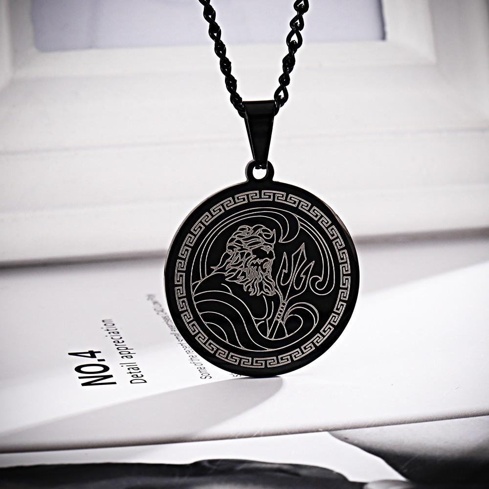 Titanium Steel Ancient Greek Poseidon Poseidon Pendant Necklace