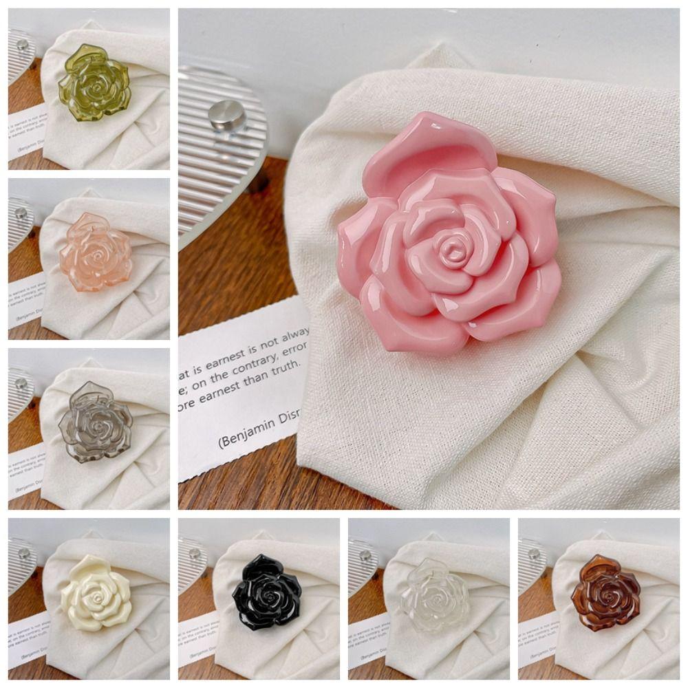Fashion Design Retro Rose Hair Claw Transparent Acrylic Hair Claw Flower Hair Clip  Beach Vacation