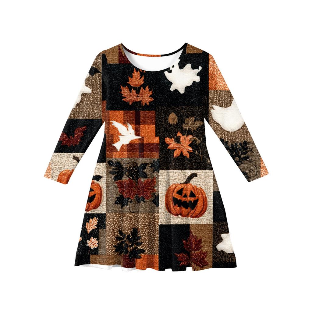 Летнее платье принцессы для девочек на Хэллоуин - Платье-футболка А-силуэта с длинным рукавом