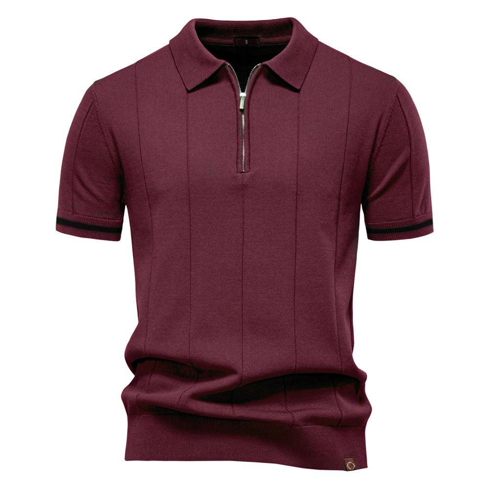 Spring And Summer New Men'S Business Casual Woolen Polo Shirt Lapel Knitted Polo Shirt Short-Sleeved Men'S T