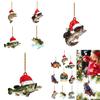Fun And Colorful Cartoon Style Green Bass Fish Christmas Tree Hanging Ornament