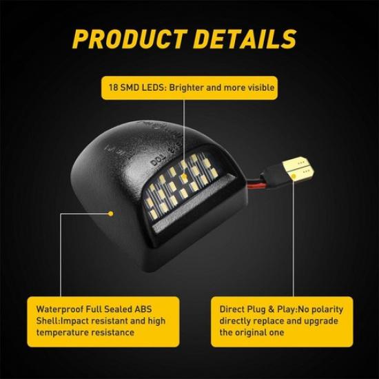 2Pcs 18 LED Plate License Light For 02-06 Escalade All Models/07-13 Escalade EXT