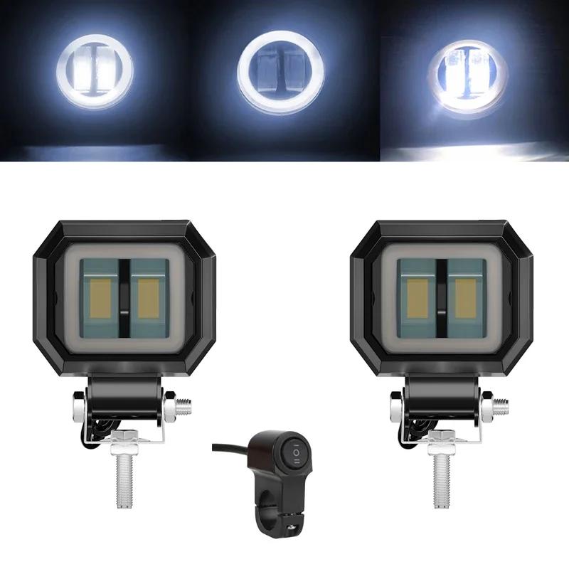 Motorcycle Headlights Round Angel Eye Additional Motorcycle Led Lights Spotlights Auxiliary Fog Lights Motorcycle Accessories