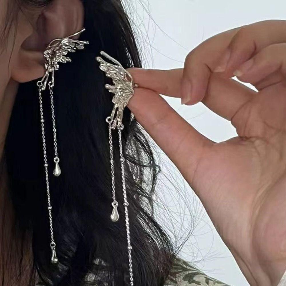 Женские украшения Y2K Клипсы для ушей Дизайн с кисточками Клипсы для ушей с кисточками Новые серьги-бабочки Фея Вечеринка