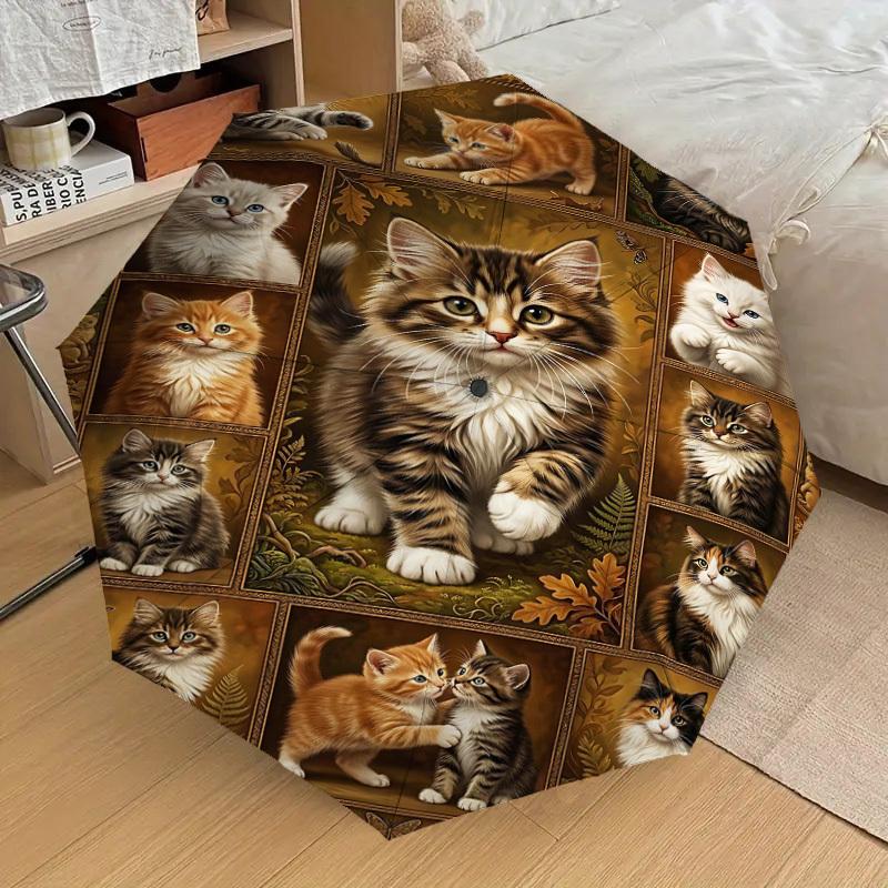 1PC cat quilt Umbrella-8-Rib Reinforced Portable Folding Travel Suitable for All Seasons Outdoor Daily Use Is an Ideal Choice -K0385