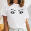 Tee Top Summer Unisex Print Fashion 90s Trend Eye Lashes Watercolor Sweet Tshirt FeUnisex Clothing Casual Short Sleeve Lady Graphic T-shirt