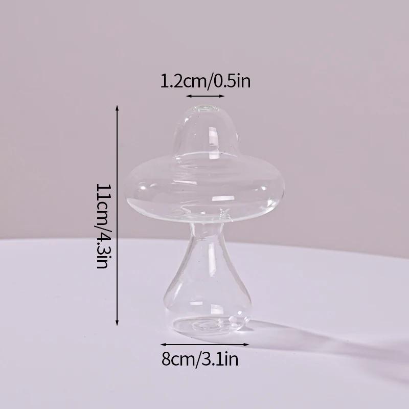 Mushroom Glass Vase Transparent Flower Bottle Small Vase Hydroponic Flower Pot Aromatherapy Bottle Office Desktop Ornament