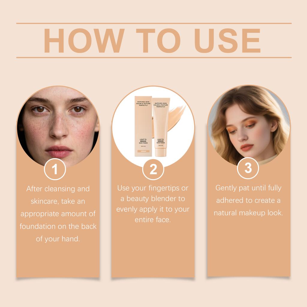 Skin Tone Concealer Foundation, Gentle Moisturizing Natural Coverage Long-Lasting Liquid Foundation