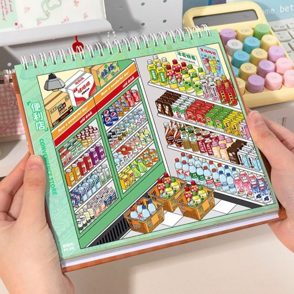 Shop Scene Sticker Book 10 Scenes 33 Sheets Miniature Scene Sticker Scenery Stickers Children Toy