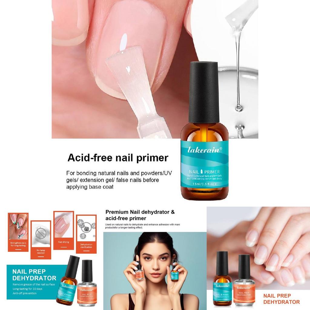 Nail Primer Set With Balancing Solution And Adhesive For Professional Manicure Care