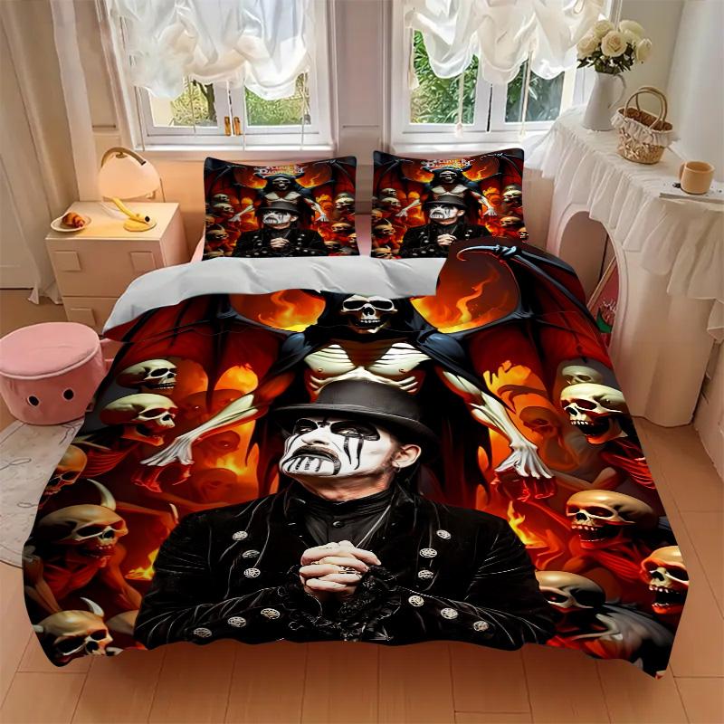 Diamond Fiery Skulls Print 3Pcs Bedding Setduvet Cover With 2 Bedropillowcase Home Birthday Gift