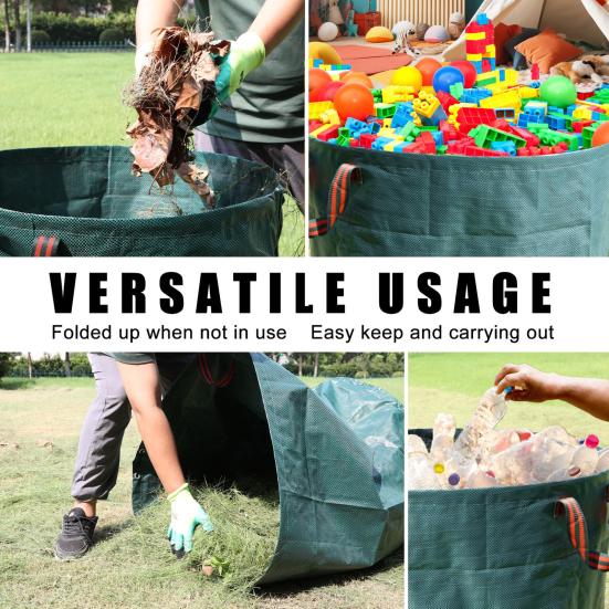 Многоразовый мешок для мусора для двора с 4 ручками, сверхмощный садовый мешок для листьев, газона, большая вместимость, складной мешок для переработки двора для кемпинга