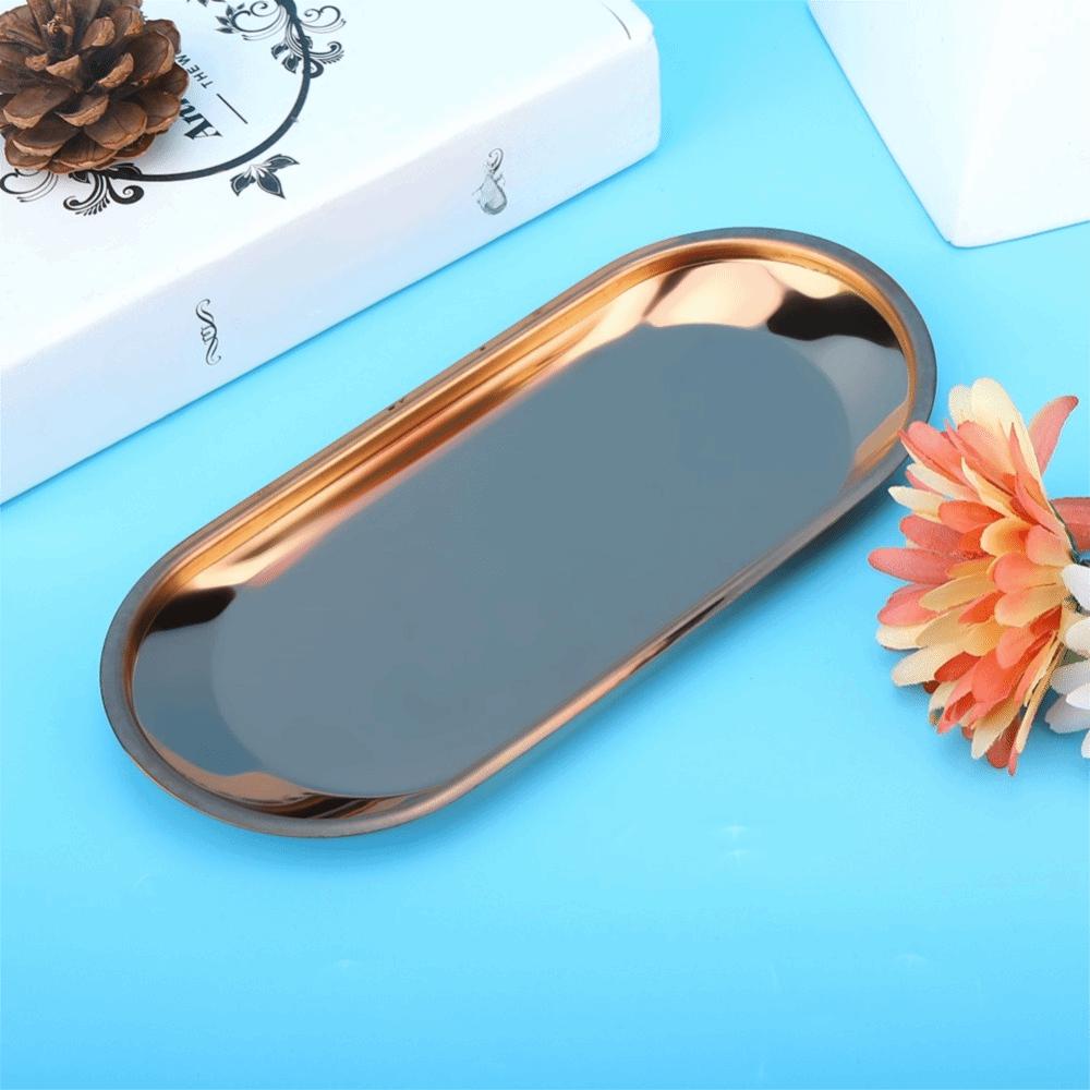 Rustless steel Towel Tray Oval Outline Storage Tray Decorative Look Display Dish Fruit Nut Storage