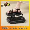 Fairy style versatile casual strap beach shoes Roman shoes comfortable to wear outside stepping on shit soft sole 2025 summer new