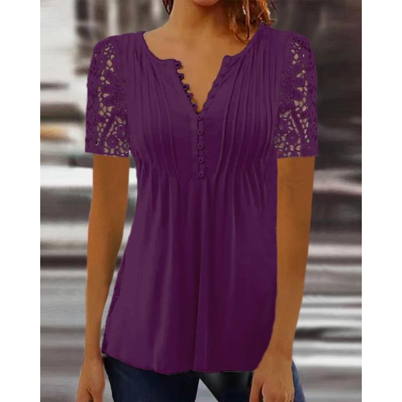 HNXC Женские модные повседневные однотонные блузки и рубашки с v-образным вырезом и коротким рукавом с принтом