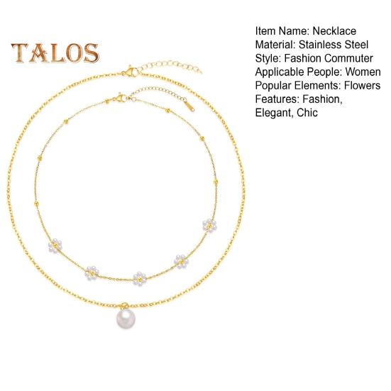 Золотое ожерелье из искусственного жемчуга, позолоченное многослойное ожерелье, цветочный дизайн, колье из искусственного жемчуга, ювелирные изделия, подарки на свадьбы, вечеринки