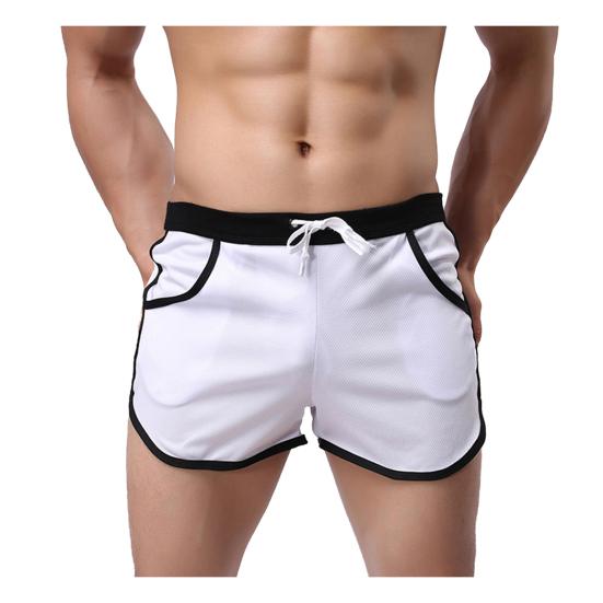 Men Color Block Summer Sports Gym Drawstring Shorts Beach Pants Swimming Trunks