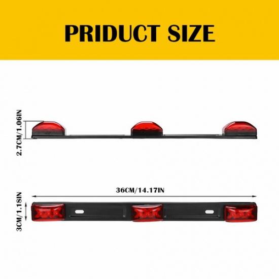 15" Stainless Red LED Bar ID Light Truck Boat Marker Trailer Clearance Lights St