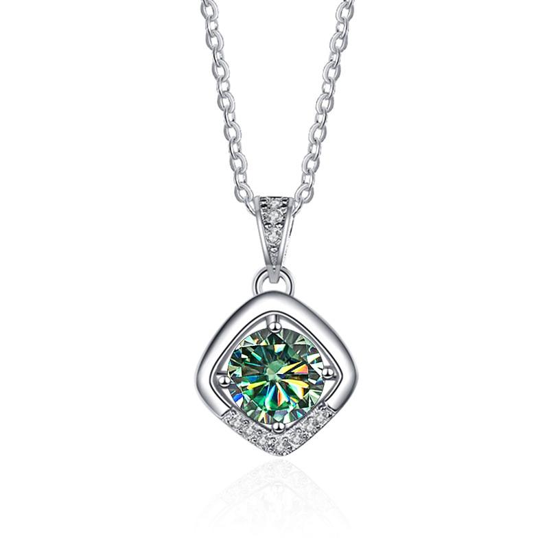 Bague Ringen 1ct VVS D Цветной Муассанит Бриллиантовое Ожерелье Для Женщин Серебро 925 Ювелирные Изделия Женский Простой Темперамент Цепочка На Ключицу