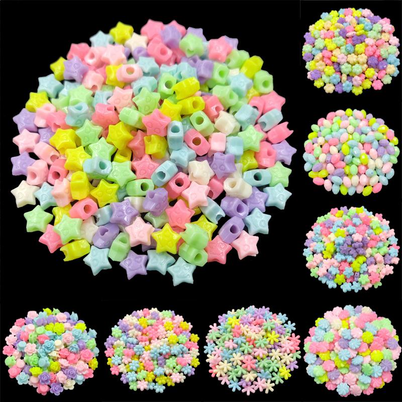 Творческий для изготовления ювелирных изделий, милое ожерелье, браслет ярких цветов, свободные бусины, подвеска в виде цветка и звезды, 20/40 шт., поделки своими руками