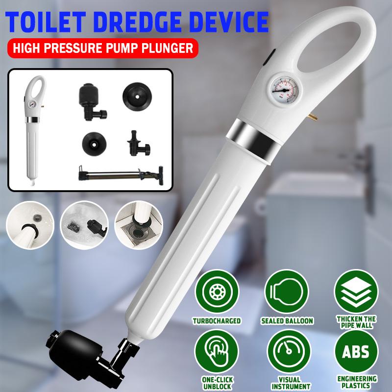 Automatic Toilet Plunger with 4 Heads High Pressure Pump Cleaner Powerful Air Blasters Dredge Drain Sink Air Blasters